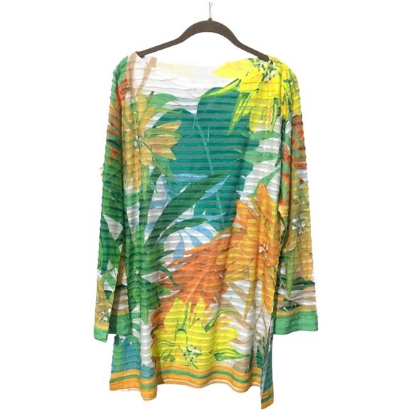 Soft Surroundings Soft Tropical Print Boatneck Tunic Top‎ Floral Sz LG - Picture 1 of 7